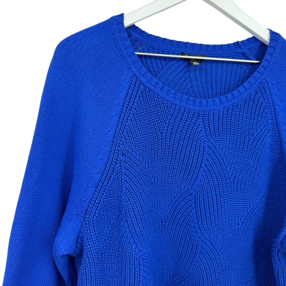 Talbots Cotton Scoop Neck Raglan Sleeve Sweater Cobalt Royal Blue Plus Size 2X - Picture 2 of 5